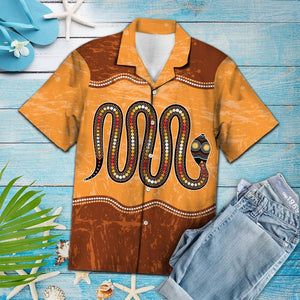 Grunge Brown And Orange Snake Design Hawaiian Shirt,Hawaiian Shirt Gift, Christmas Gift