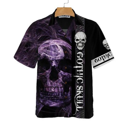 Gothic Skull Purple Smoke Skull Themed Hawaiian Shirt,Hawaiian Shirt Gift, Christmas Gift