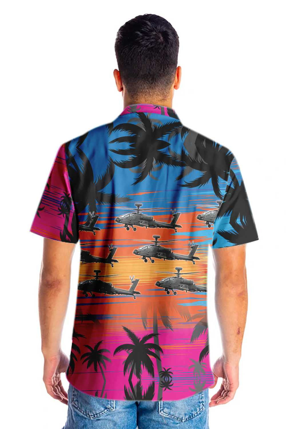Great Helicopter Flies Dawn Sky Hawaiian Shirt,Hawaiian Shirt Gift, Christmas Gift