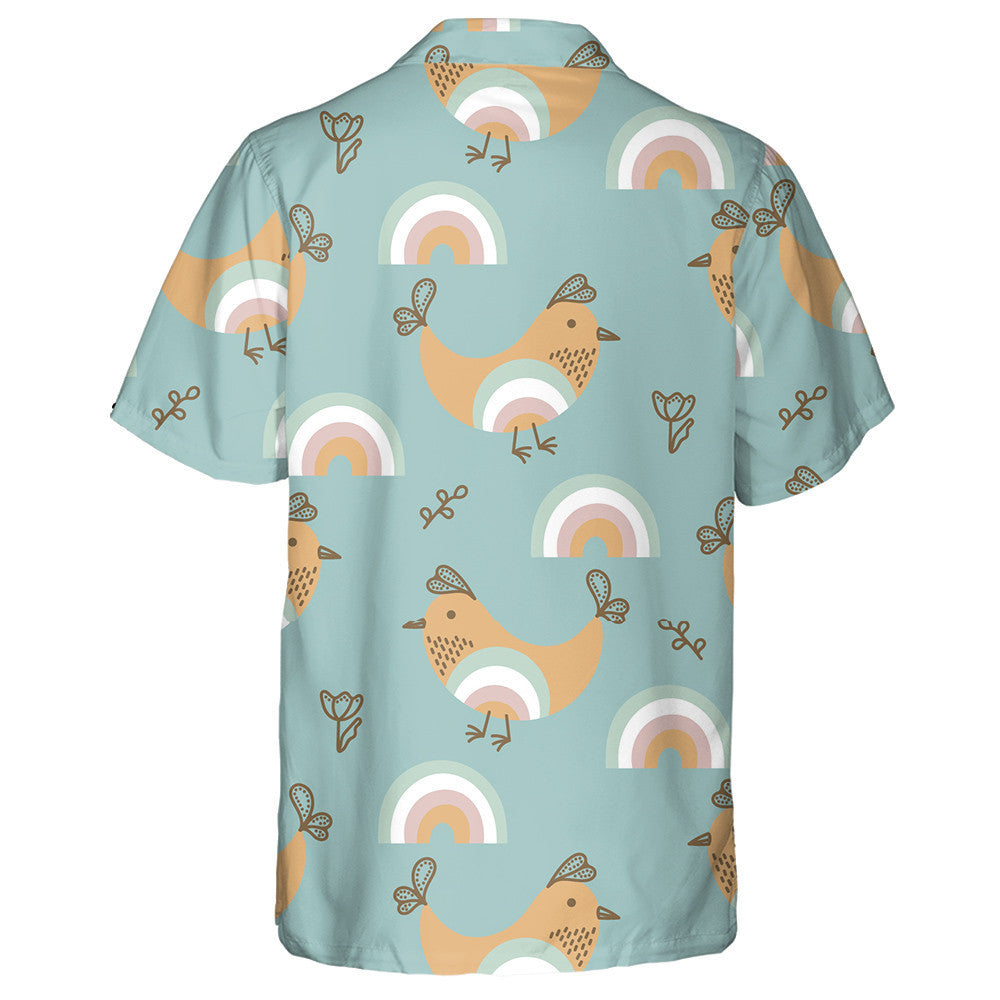 Small Cute Chicken Rainbow Flowers And Plants Hawaiian Shirt, Hawaiian Shirt Gift, Christmas Gift