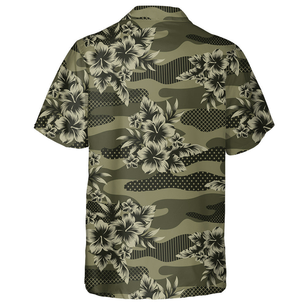 Dark Green Tropical Jungle Flower Camouflage Pattern Hawaiian Shirt, Hawaiian Shirt Gift, Christmas Gift