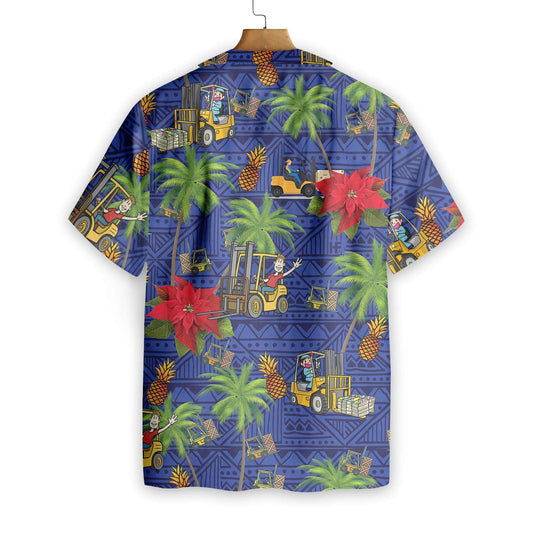Forklift Life On Medium Blue Design Hawaiian Shirt,Hawaiian Shirt Gift, Christmas Gift