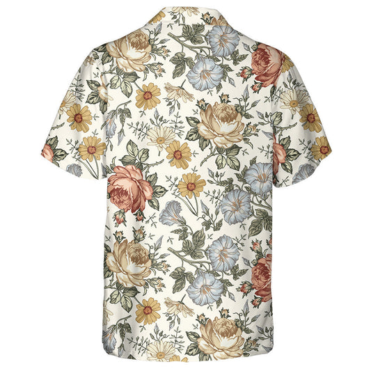 Rose Petunia Wildflowers Beautiful Fabric Blooming Design Hawaiian Shirt, Hawaiian Shirt Gift, Christmas Gift