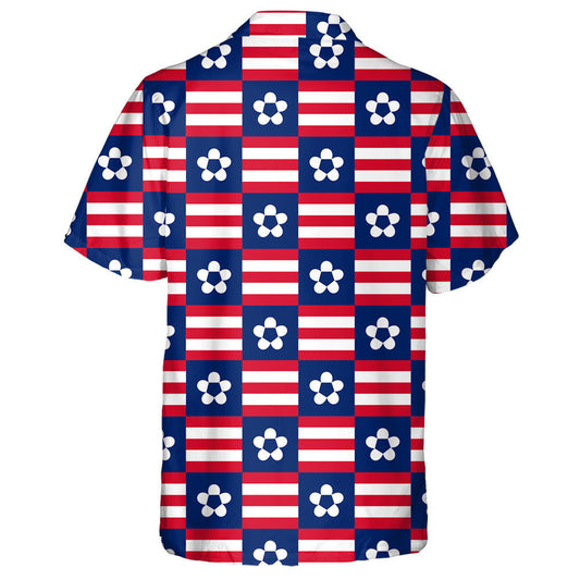 Bláth gleoite Ar Bhloic Datha I Stíl Léine Haváích Bhratach Mheiriceá, Bronntanas Léine Haváí, Bronntanas Nollag