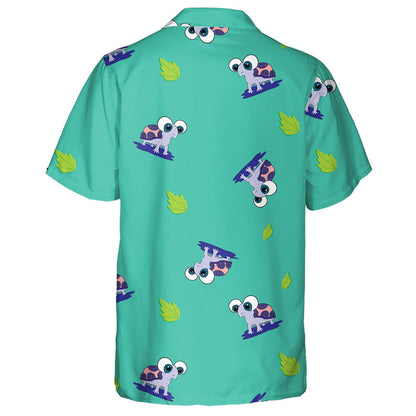 Cute Baby Sea Turtles And Green Leaves Hawaiian Shirt, Hawaiian Shirt Gift, Christmas Gift