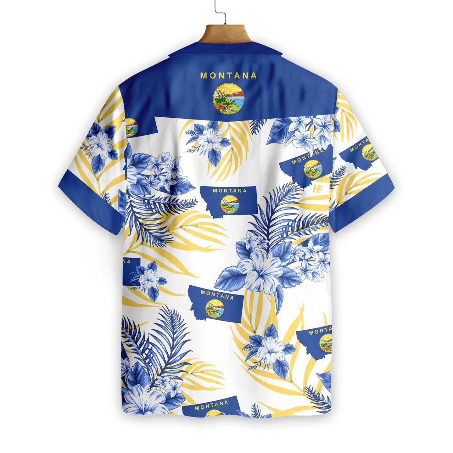 Montana Proud Navy And Yellow Design Hawaiian Shirt,Hawaiian Shirt Gift, Christmas Gift