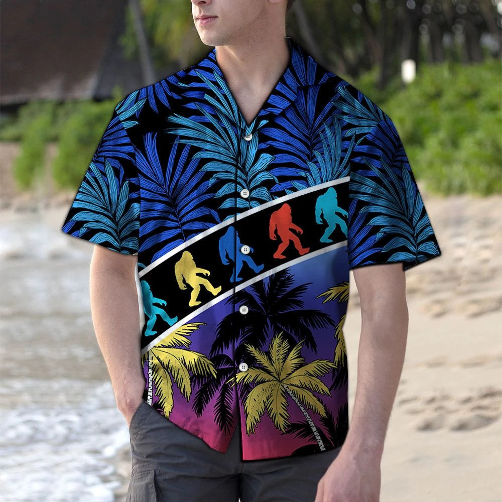 Enjoy The Vacation Tropical Coconut Palm Bigfoot Hawaiian Shirt, Hawaiian Shirt Gift, Christmas Gift