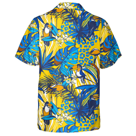 Tropical Floral Summer With Monstera And Leopard Hawaiian Shirt, Hawaiian Shirt Gift, Christmas Gift