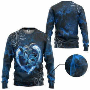 3D Blue Heart Sea Turtle Tshirt Hoodie Apparel