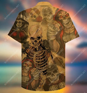 Amazing Skull Boxer Unisex Short Sleeve Shirt Ocean Aloha Shirt Tactical Hawaiian Shirt Funny Hawaiian Shirts, Christmas Gift