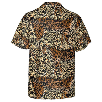 Leopard And Tiger Skin Animal Background Hawaiian Shirt, Hawaiian For Gift