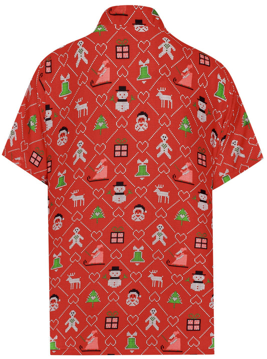 Crimson Background Little Things Of Christmas Design Hawaiian Shirt, Hawaiian Shirt Gift, Christmas Gift
