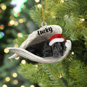 Custom Fawn Great Dane Sleeping Angel Christmas Flat Acrylic Dog Ornament Memorial Dog Gift, Pet Love Gift