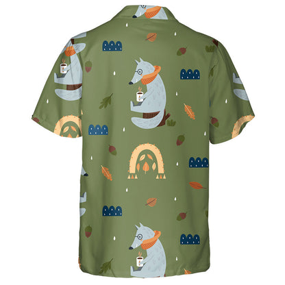 Rainbow And Wolf Modern Fall Seasonal Decor Hawaiian Shirt, Hawaiian Shirt Gift, Christmas Gift