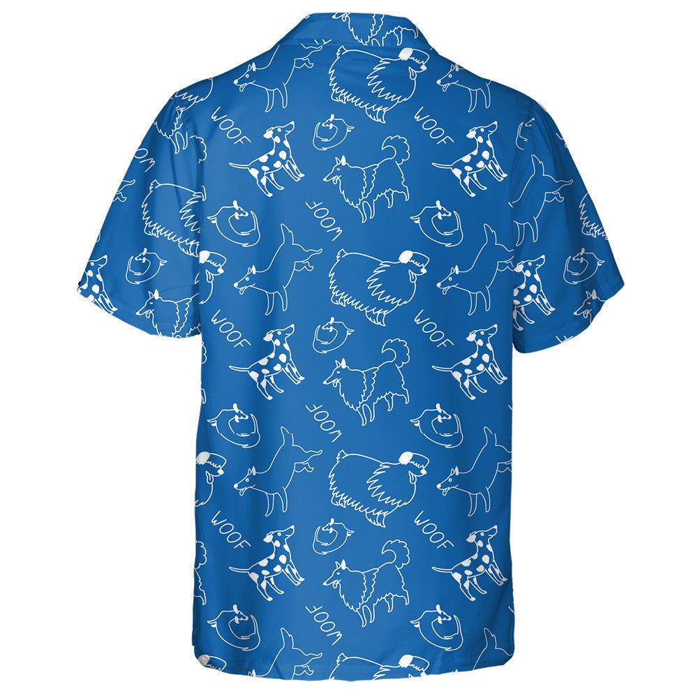 Cartoon Doodle Style Dogs Collie And Bobtail Hawaiian Shirt, Hawaiian Shirt Gift, Christmas Gift