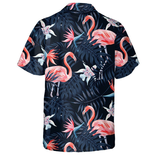 Flamingo Álainn Le Saoire Pailme Agus Bláthanna Coimhthíocha Léine Haváís, Bronntanas Léine Haváís, Bronntanas Nollag