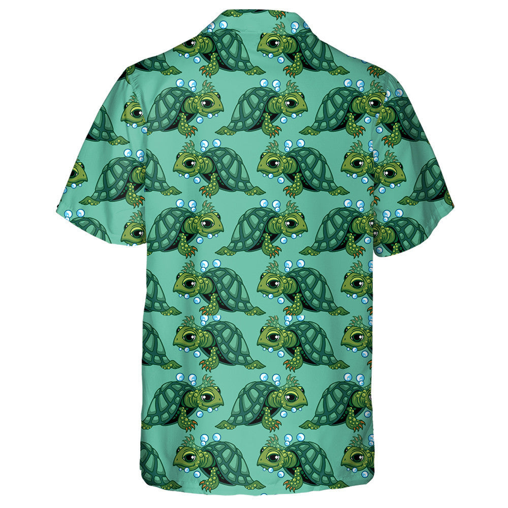 Green Sea Turtle And Water Bubbles Hawaiian Shirt,Hawaiian Shirt Gift, Christmas Gift