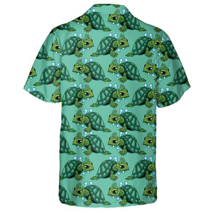 Green Sea Turtle And Water Bubbles Hawaiian Shirt,Hawaiian Shirt Gift, Christmas Gift