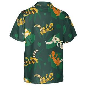 Wild Animals Leopard Geckos And Tropical Leaves Hawaiian Shirt, Hawaiian Shirt Gift, Christmas Gift