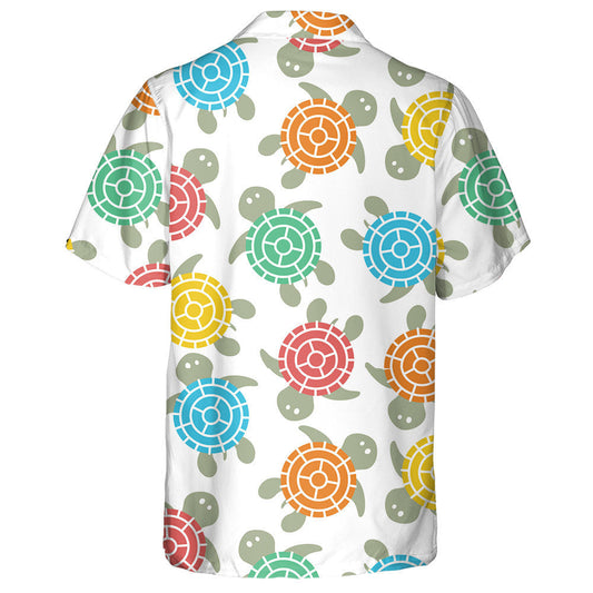 Cartoon Retro Colorful Turtle Marine Underwater Hawaiian Shirt, Hawaiian Shirt Gift, Christmas Gift