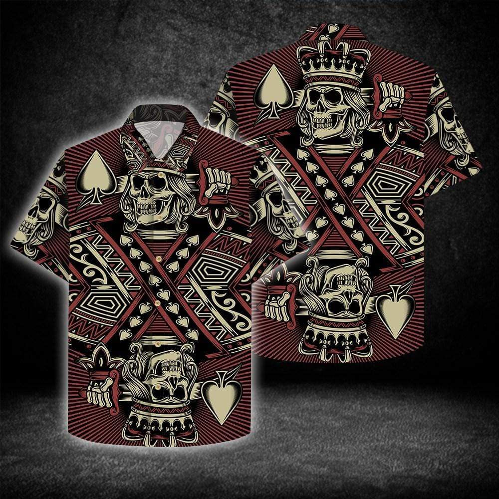 Gamble King Skull And Poker Gothic Hawaiian Shirt,Hawaiian Shirt Gift, Christmas Gift