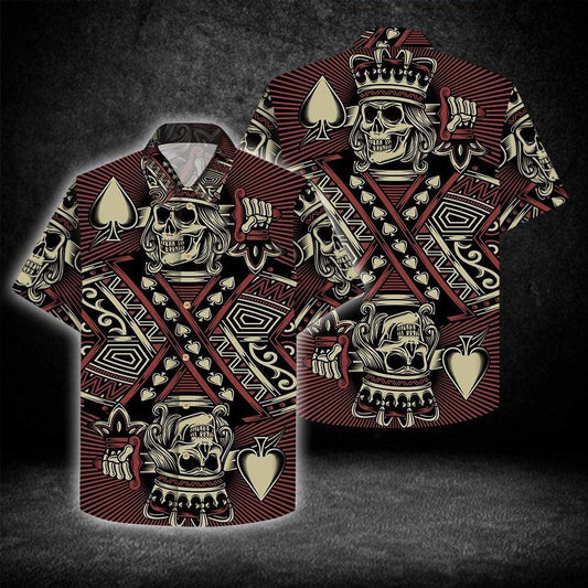 Gamble King Skull Agus Poker Léine Haváís Gotach, Bronntanas Léine Haváís, Bronntanas Nollag