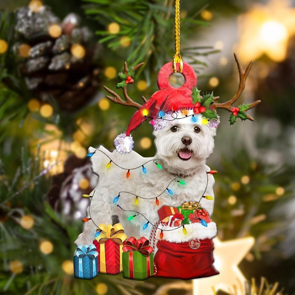 Bichon Frise Christmas Tree Shape Ornament, Christmas Ornament Gift, Christmas Gift, Christmas Decoration