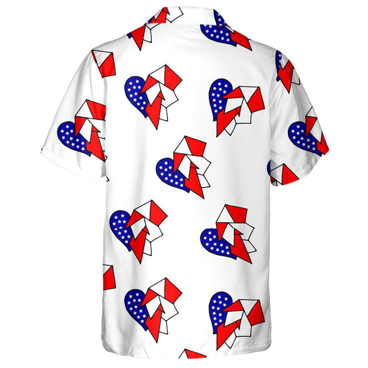 Croí Lámhdhéanta Le Dathanna Bratach Stáit Aontaithe Mheiriceá Léine Haváís, Bronntanas Léine Haváíais, Bronntanas Nollag