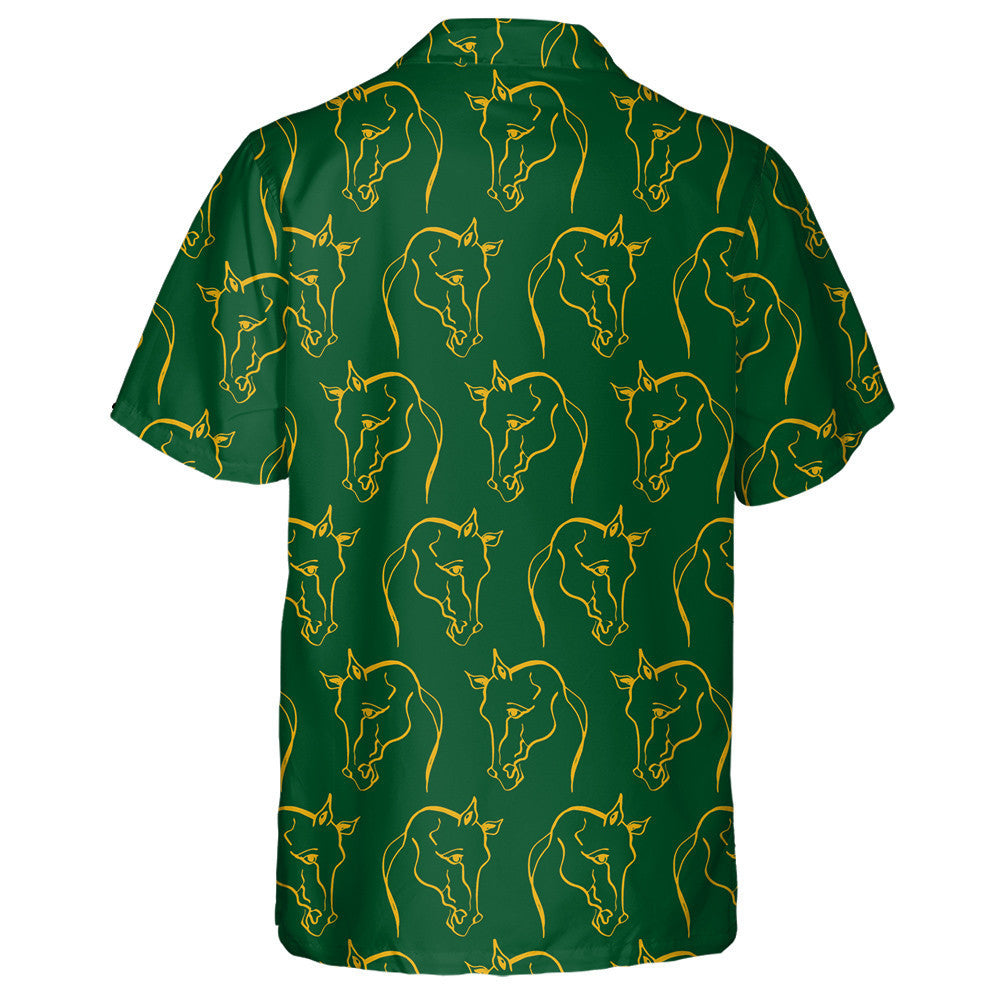 Hand Drawing Abstract Horse Head On Green Hawaiian Shirt, Hawaiian Shirt Gift, Christmas Gift