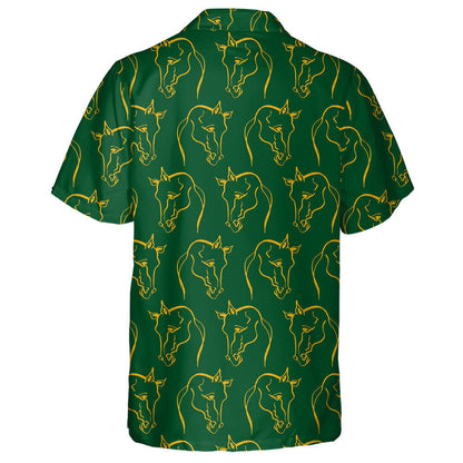 Hand Drawing Abstract Horse Head On Green Hawaiian Shirt, Hawaiian Shirt Gift, Christmas Gift