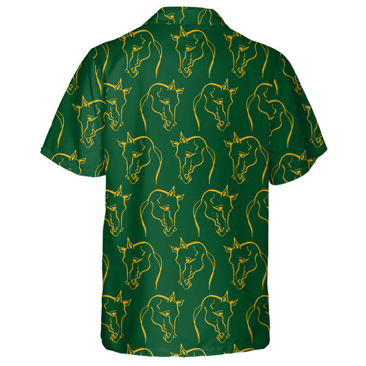 Hand Drawing Abstract Horse Head On Green Hawaiian Shirt, Hawaiian Shirt Gift, Christmas Gift