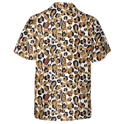 Trendy Gold Chains On Leopard Skin Hawaiian Shirt,Hawaiian Shirt Gift, Christmas Gift