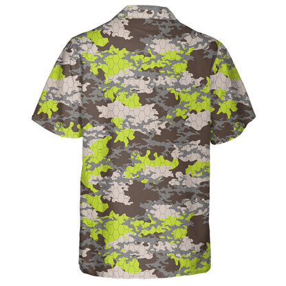 Fashionable Green And Gray Camouflage Hexagon Illustration Hawaiian Shirt, Hawaiian Shirt Gift, Christmas Gift