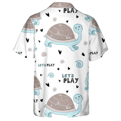 Cartoon Cute Turtle And Lettering Lets Play Hawaiian Shirt, Hawaiian Shirt Gift, Christmas Gift