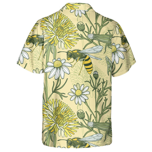 Natural Blooming Summer Flowers And Bees Hawaiian Shirt,Hawaiian Shirt Gift, Christmas Gift