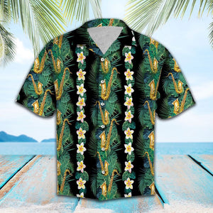 Amazing Saxophone Hide In Tropical Jungle Pattern Hawaiian Shirt, Hawaiian Shirt Gift, Christmas Gift