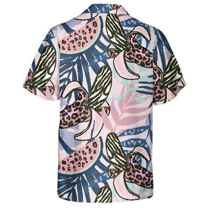 Wild Leopard Bananas And Tropical Plants Hawaiian Shirt, Hwaiian For Gift