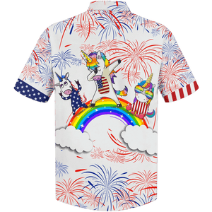 Rainbow And Unicorn Background Design Hawaiian Shirt,Hawaiian Shirt Gift, Christmas Gift