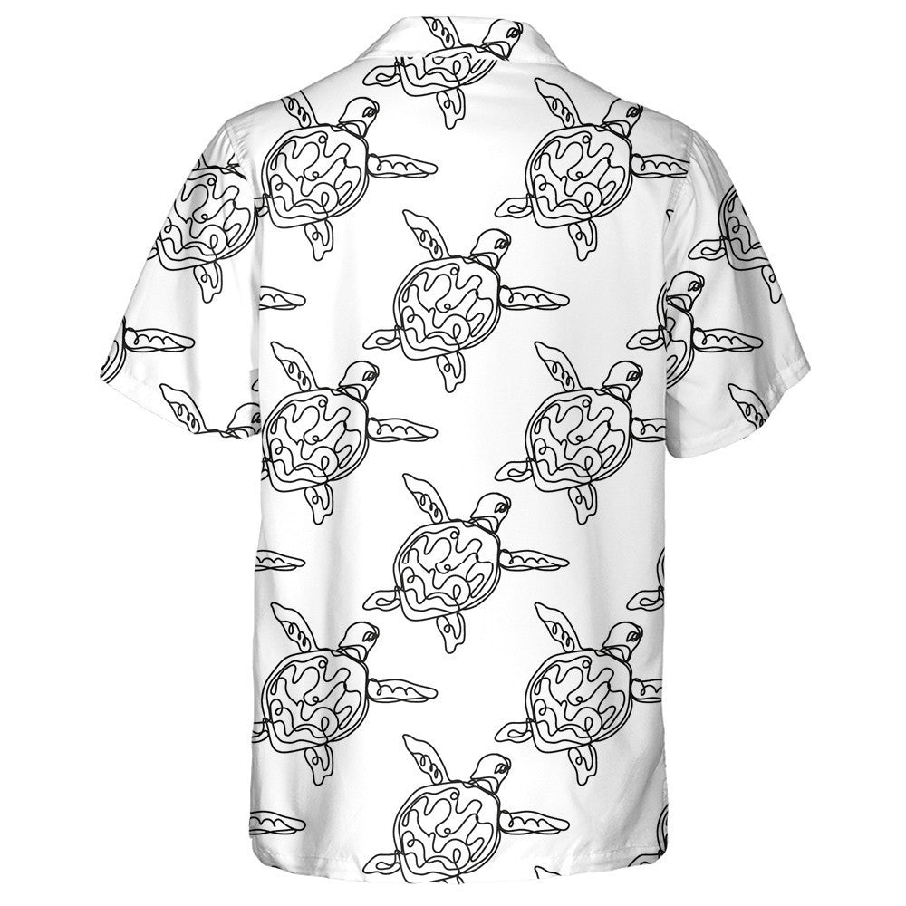 Hand Drawn Black Line Little Turtles Hawaiian Shirt, Hawaiian Shirt Gift, Christmas Gift