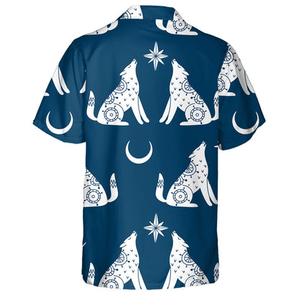 Mystic White Wolf Moon And Star Hawaiian Shirt,Hawaiian Shirt Gift, Christmas Gift