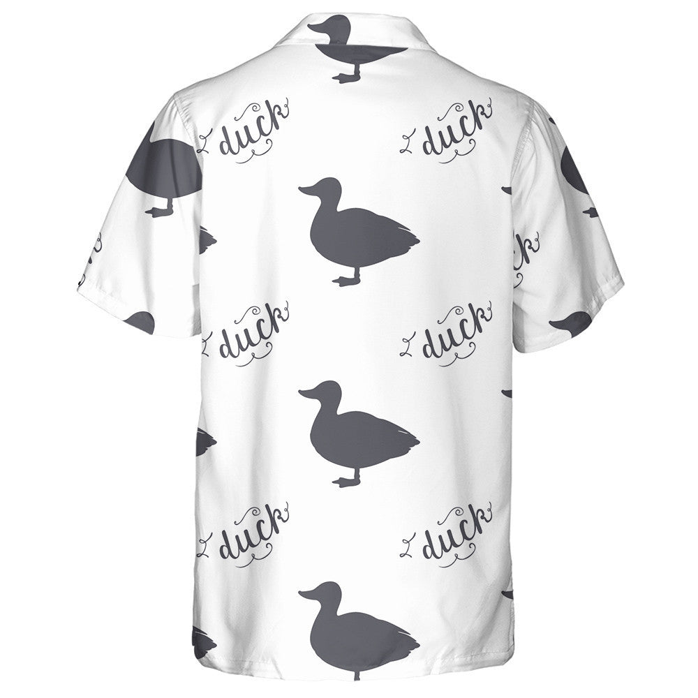Hand Drawn Farm Duck Silhouettes And Lettering Hawaiian Shirt, Hawaiian Shirt Gift, Christmas Gift