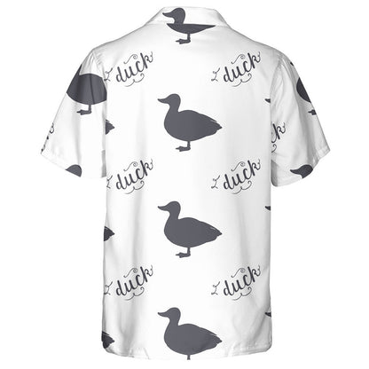 Hand Drawn Farm Duck Silhouettes And Lettering Hawaiian Shirt, Hawaiian Shirt Gift, Christmas Gift