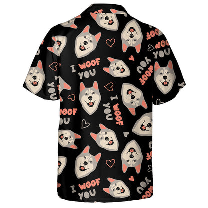 Cute Dog Breed Husky Faces And Hearts Hawaiian Shirt, Hawaiian Shirt Gift, Christmas Gift