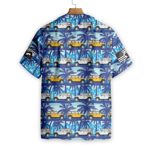 Palm Tree Tropical Blue Jeep Hawaiian Shirt,Hawaiian Shirt Gift, Christmas Gift