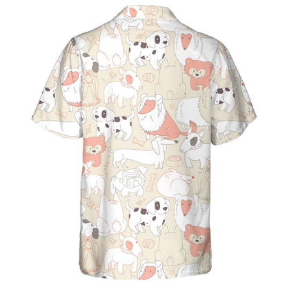 Cartoon Dogs In Outline Style Isolated Background Hawaiian Shirt, Hawaiian Shirt Gift, Christmas Gift