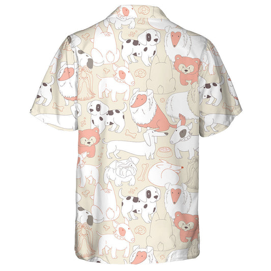 Cartoon Dogs In Outline Style Isolated Background Hawaiian Shirt, Hawaiian Shirt Gift, Christmas Gift