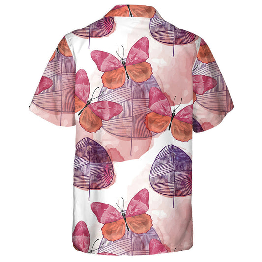 Theme Mystical Butterflies With Watercolor Leaves Hawaiian Shirt,Hawaiian Shirt Gift, Christmas Gift