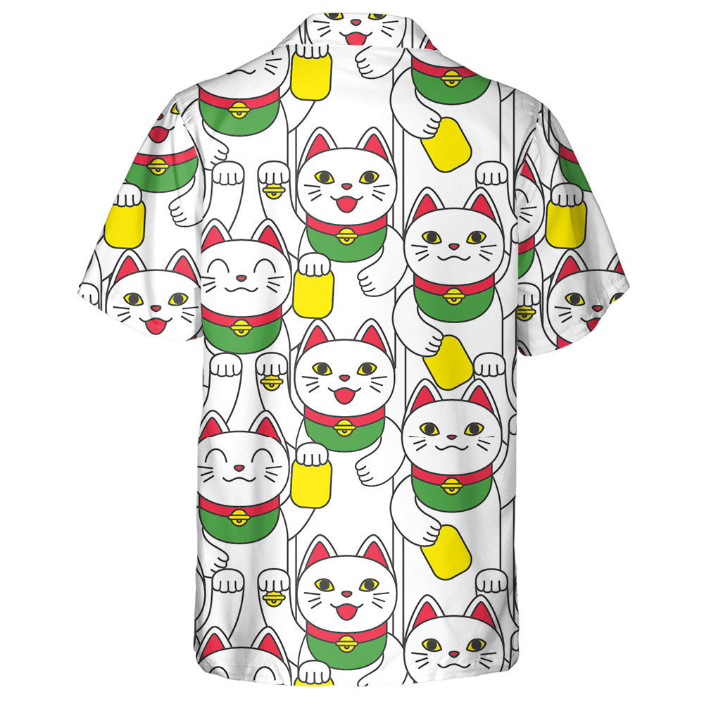 Lucky Asian Smiling Cat Maneki Neko Hawaiian Shirt, Hawaiian Shirt Gift, Christmas Gift