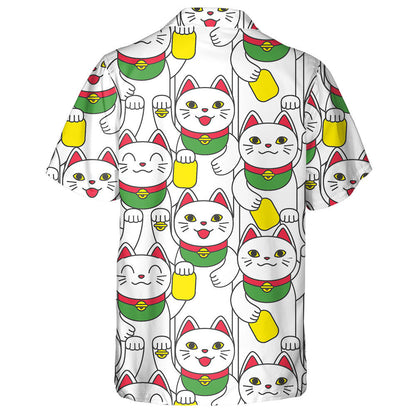 Lucky Asian Smiling Cat Maneki Neko Hawaiian Shirt, Hawaiian Shirt Gift, Christmas Gift