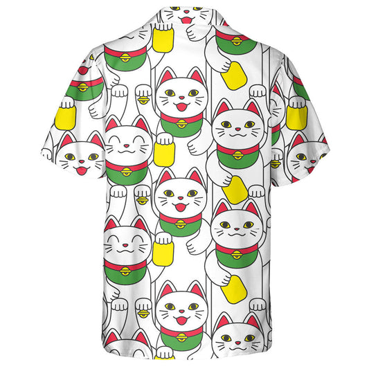 Lucky Asian Smiling Cat Maneki Neko Hawaiian Shirt, Hawaiian Shirt Gift, Christmas Gift